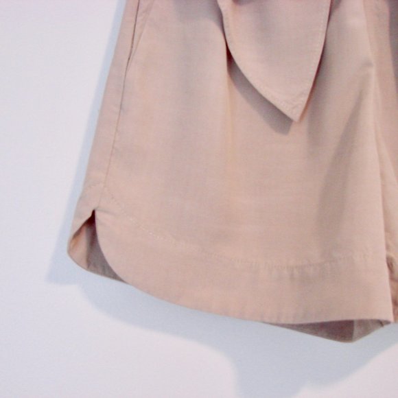 Anthropologie Elevenses Beige Tan Bow Front Flowy Shorts Size Zero 0 NWOT - Picture 7 of 11